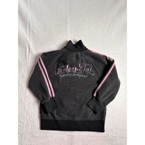 Y2K Hurley Long Sleeve Full Zip Track Grey Jacket Women's Small Embroidered *